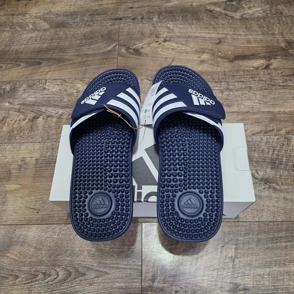 Adidas Navy and White Slide  Men Size 13 Sandals